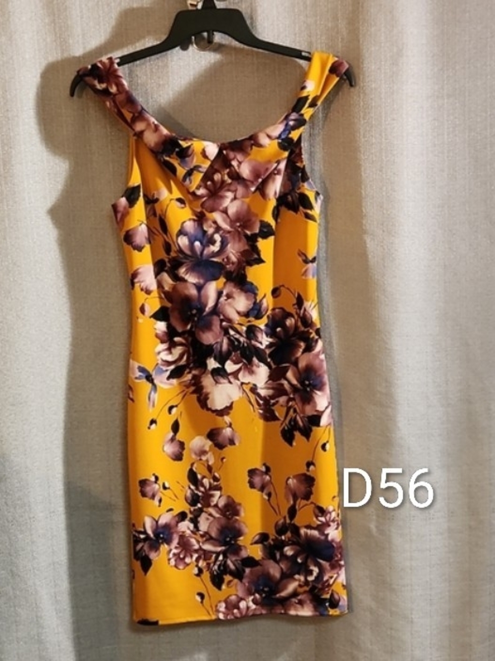 D56 Event. Yellow Floral Sleeveless Sheath Dress